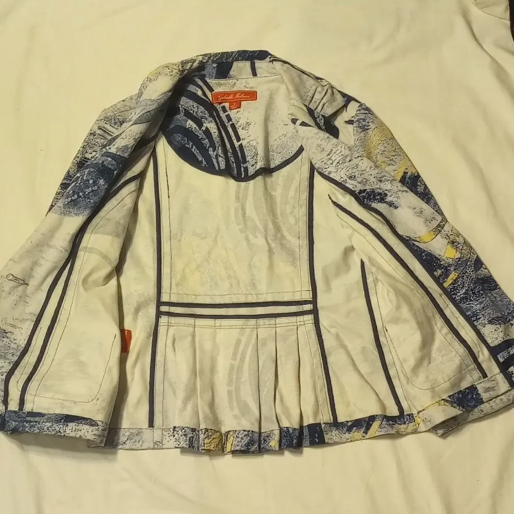 Blue, White and Yellow Gabriella Molinari Button Up Cotton Blazer